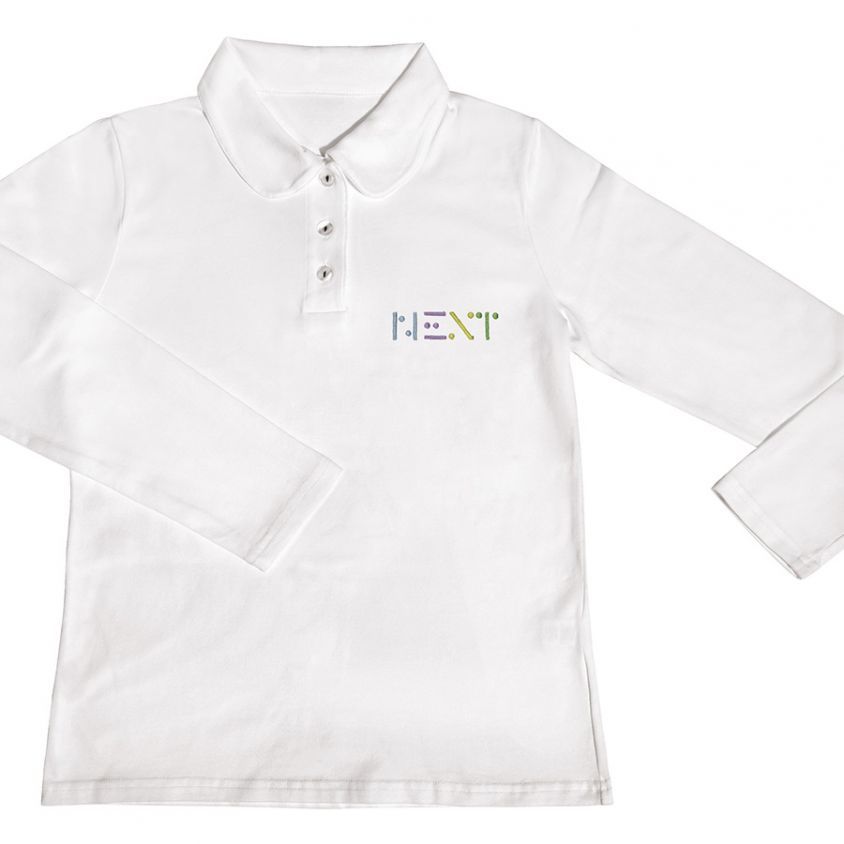 uniformi scolastiche polo manica lunga bianca da femmina con collo arrotondato e sfiancata